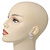 Exotic Diamante Faux Pearl Stud Earrings In Rhodium Plating - 2.5cm Length - view 7