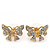 Gold Plated Clear Swarovski Crystals 'Butterfly' Stud Earrings - 2cm Length