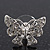 Rhodium Plated Clear Swarovski Crystals 'Butterfly' Stud Earrings - 2cm Length - view 2