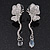 Delicate Clear Crystal Butterfly Drop Earrings - 5.5cm Length