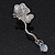 Delicate Clear Crystal Butterfly Drop Earrings - 5.5cm Length - view 2