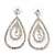 Bridal Clear Crystal Teardrop Earrings In Silver Plating - 5cm Length - view 2