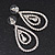Bridal Clear Crystal Teardrop Earrings In Silver Plating - 5cm Length - view 3