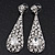 Silver Plated Clear CZ Teardrop Earrings - 6.5cm Length