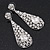 Silver Plated Clear CZ Teardrop Earrings - 6.5cm Length - view 6