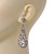 Silver Plated Clear CZ Teardrop Earrings - 6.5cm Length - view 5