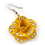3D Bright Yellow Diamante 'Rose' Drop Earrings In Silver Plating - 5cm Length - view 8