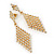 Clear Crystal Diamond Shape Drop Earrings In Gold Plating - 6.5cm Length - view 6