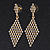 Clear Crystal Diamond Shape Drop Earrings In Gold Plating - 6.5cm Length - view 4