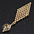 Clear Crystal Diamond Shape Drop Earrings In Gold Plating - 6.5cm Length - view 5