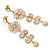 Clear Crystal Goldtone Flower Drop Earrings - 7.5cm Length - view 10