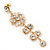 Clear Crystal Goldtone Flower Drop Earrings - 7.5cm Length - view 9
