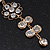 Clear Crystal Goldtone Flower Drop Earrings - 7.5cm Length - view 5