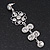 Clear Crystal Silvertone Flower Drop Earrings - 7.5cm Length - view 6