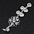 Clear Crystal Silvertone Flower Drop Earrings - 7.5cm Length - view 8