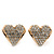 Gold Plated Crystal 'Te Amo' Heart Stud Earrings - 1.5cm - view 3