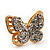 Gold Plated Swarovski Crystal 'Alegria' Butterfly Stud Earrings - 1.5cm - view 5