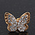 Gold Plated Swarovski Crystal 'Alegria' Butterfly Stud Earrings - 1.5cm - view 2