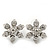 Rhodium plated Diamante 'Flower' Stud Earrings - 2.3cm Diameter - view 4