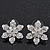 Rhodium plated Diamante 'Flower' Stud Earrings - 2.3cm Diameter