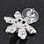 Rhodium plated Diamante 'Flower' Stud Earrings - 2.3cm Diameter - view 5