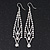 Silver Plated Diamante Chandelier Earrings - 9cm Length - view 4