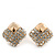 Gold Plated Swarovski Crystal 'Cuadrado' Stud Earrings - 1.3cm - view 3