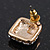 Gold Plated Swarovski Crystal 'Cuadrado' Stud Earrings - 1.3cm - view 5