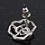Silver Plated Crystal 'Bella Rosa' Rose Stud Earrings - 1.5cm - view 4