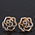 Gold Plated Swarovski Crystal 'Bella Rosa' Rose Stud Earrings - 1.5cm - view 5