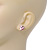 Classic Pink CZ 'Heart' Stud Earrings In Rhodium Plating - 11mm Diameter - view 2