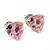 Classic Pink CZ 'Heart' Stud Earrings In Rhodium Plating - 11mm Diameter - view 7