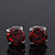 Ruby Red Coloured CZ Round Cut Stud Earrings In Rhodium Plating - 10mm Diameter - view 7