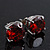 Ruby Red Coloured CZ Round Cut Stud Earrings In Rhodium Plating - 10mm Diameter - view 9