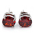Ruby Red Coloured CZ Round Cut Stud Earrings In Rhodium Plating - 10mm Diameter - view 3