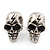 Small Burn Silver 'Skull With Lighting' Stud Earrings - 14mm Length