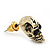 Small Burn Gold Tone Metal 'Skull With Lighting' Stud Earrings - 14mm Length - view 4