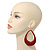 Woven Teardrop Statement Hoop Earrings (Red) - 10.5cm Length - view 5