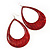 Woven Teardrop Statement Hoop Earrings (Red) - 10.5cm Length - view 2