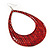 Woven Teardrop Statement Hoop Earrings (Red) - 10.5cm Length - view 4