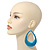 Woven Teardrop Statement Hoop Earrings (Azure Blue) - 10.5cm Length - view 3
