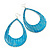 Woven Teardrop Statement Hoop Earrings (Azure Blue) - 10.5cm Length - view 4