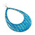 Woven Teardrop Statement Hoop Earrings (Azure Blue) - 10.5cm Length - view 2
