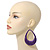 Woven Teardrop Statement Hoop Earrings (Purple) - 10.5cm Length - view 6