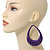 Woven Teardrop Statement Hoop Earrings (Purple) - 10.5cm Length - view 2