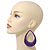 Woven Teardrop Statement Hoop Earrings (Purple) - 10.5cm Length - view 5