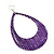 Woven Teardrop Statement Hoop Earrings (Purple) - 10.5cm Length - view 4