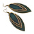 Vintage Dark Green/Brown Enamel 'Leaf' Drop Earrings In Bronze Tone - 7cm Length - view 3