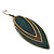 Vintage Dark Green/Brown Enamel 'Leaf' Drop Earrings In Bronze Tone - 7cm Length - view 4