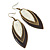 Vintage Milky White/Brown Enamel 'Leaf' Drop Earrings In Bronze Tone - 7cm Length - view 3